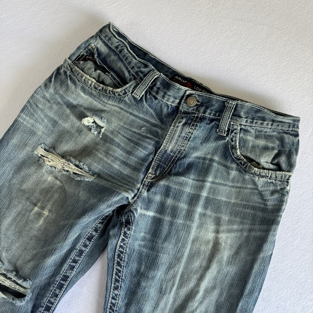 Ariat FR M4 Low Rise Boot Cut Jeans Mens 36x30 Distressed Flame Resistant Denim